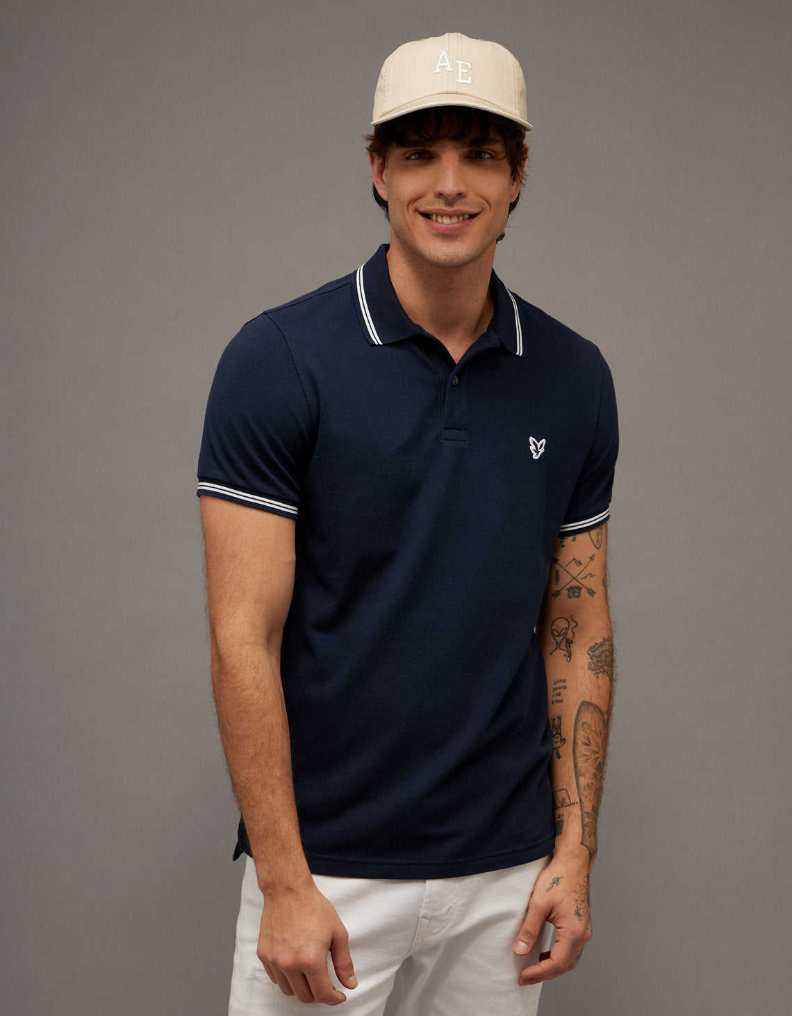 Polo sin Cuello Tipo Polo Clásica Ae - Azul 1165_9150_410_of