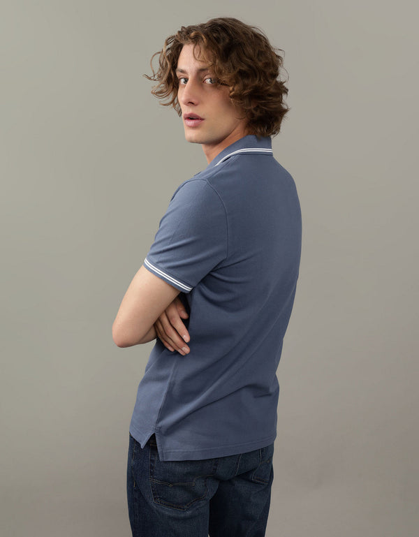 Polo sin Cuello Tipo Polo Clásica Ae - Azul