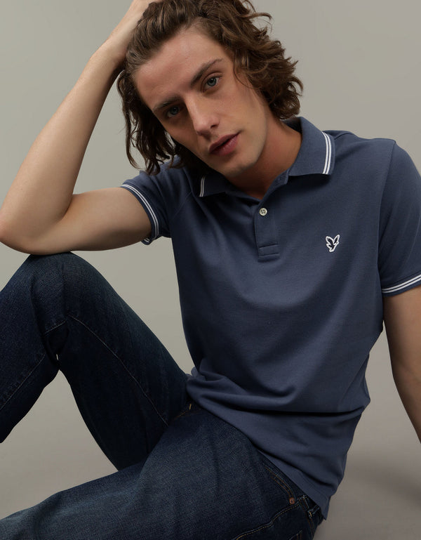 Polo sin Cuello Tipo Polo Clásica Ae - Azul
