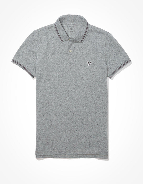 Polo sin Cuello polo ajustada Ae en piqué - Gris