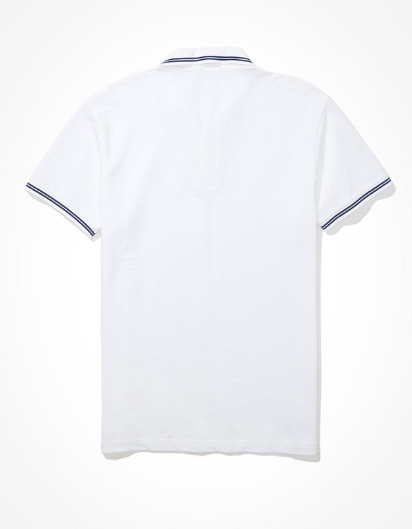 Polo sin Cuello Tipo Polo Manga Corta con bordado Hoimbre AE - Blanco