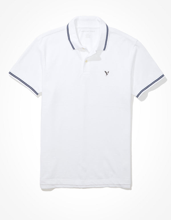 Polo sin Cuello Tipo Polo Manga Corta con bordado Hoimbre AE - Blanco