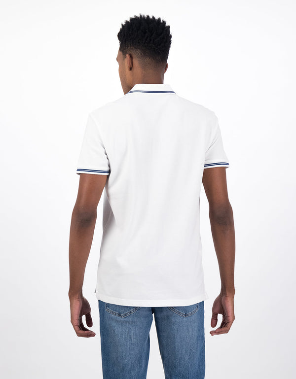 Polo sin Cuello Tipo Polo Manga Corta con bordado Hoimbre AE - Blanco