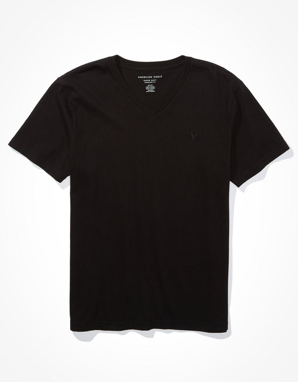Polo sin Cuello Ae súper suave, cuello V - Negro