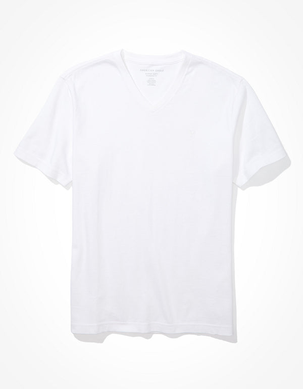 Polo sin Cuello Ae súper suave, cuello V - Blanco