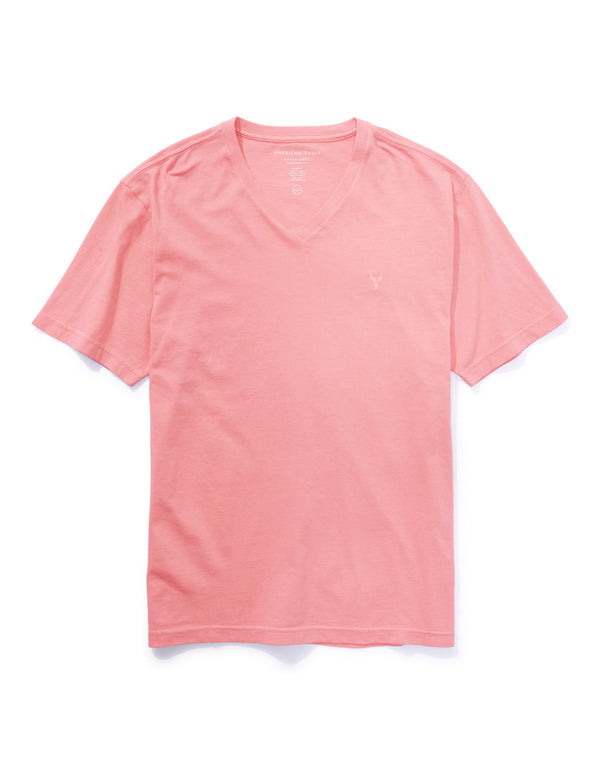 Polo sin Cuello AE de manga corta y cuello en V - Rosa