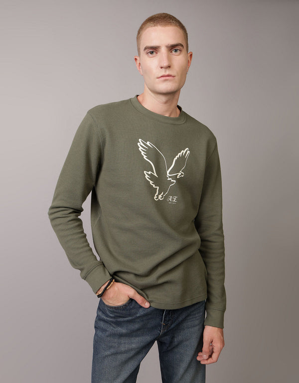 Polo sin Cuello gráfica manga larga Hombre AE - Generico