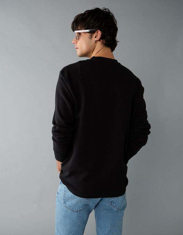 Polo sin Cuello Thermal Manga Larga Ae - Negro
