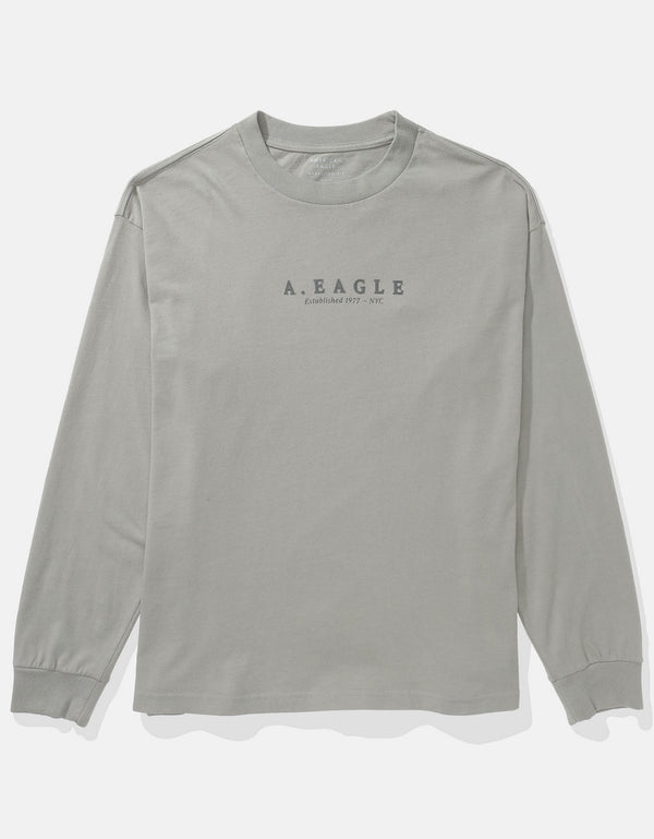 Polo sin Cuello gráfica de manga larga AE Super Soft - Gris