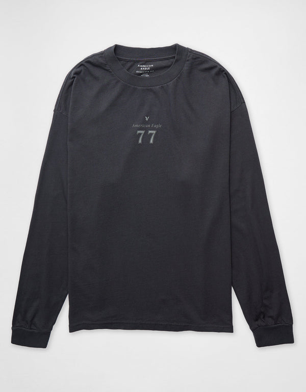 Polo sin Cuello gráfica de manga larga AE Super Soft - Negro