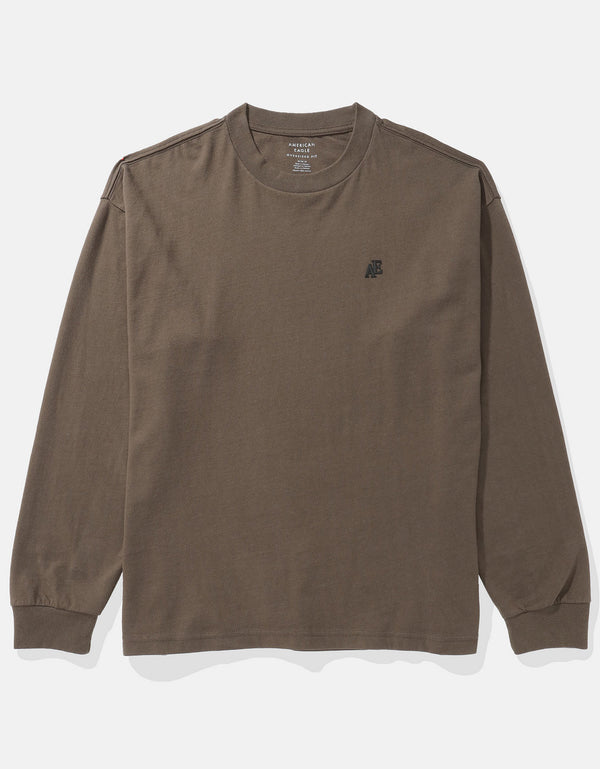 Polo sin Cuello gráfica de manga larga AE Super Soft - Café