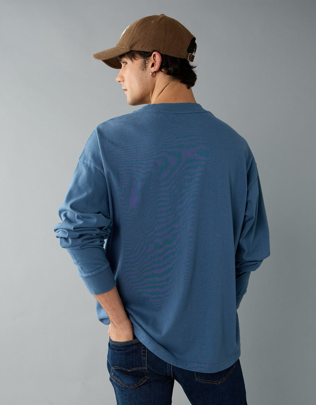 Polo sin Cuello gráfica de manga larga AE Super Soft - Azul 1182_4599_410_ob