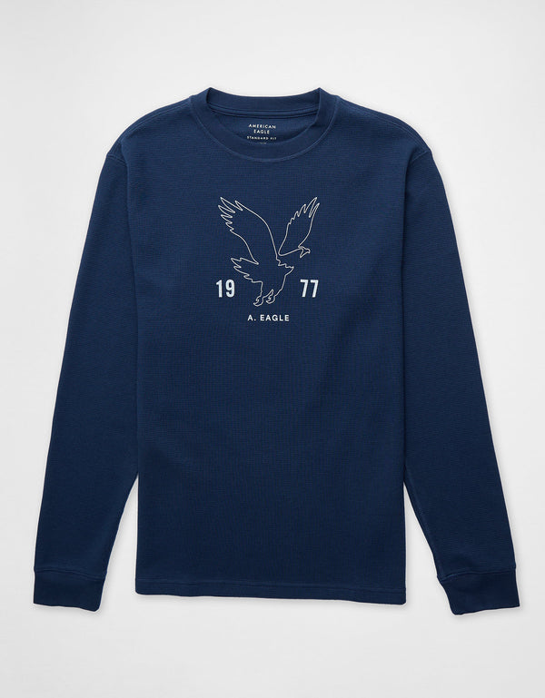 Polo sin Cuello Térmica de Manga Larga Ae - Azul