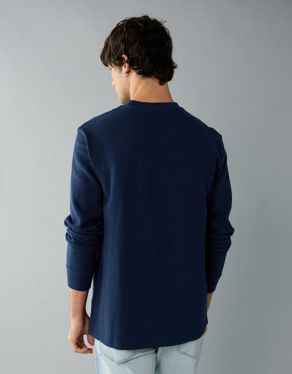 Polo sin Cuello Térmica de Manga Larga Ae - Azul