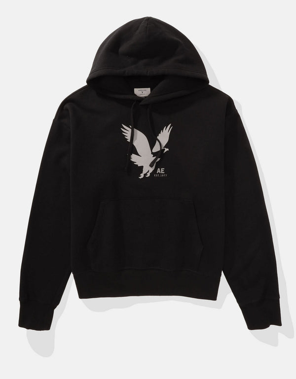Polera con Capucha Manga Larga con gráfico Hombre AE - Negro