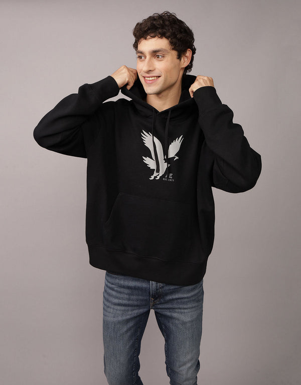 Polera con Capucha Manga Larga con gráfico Hombre AE - Negro