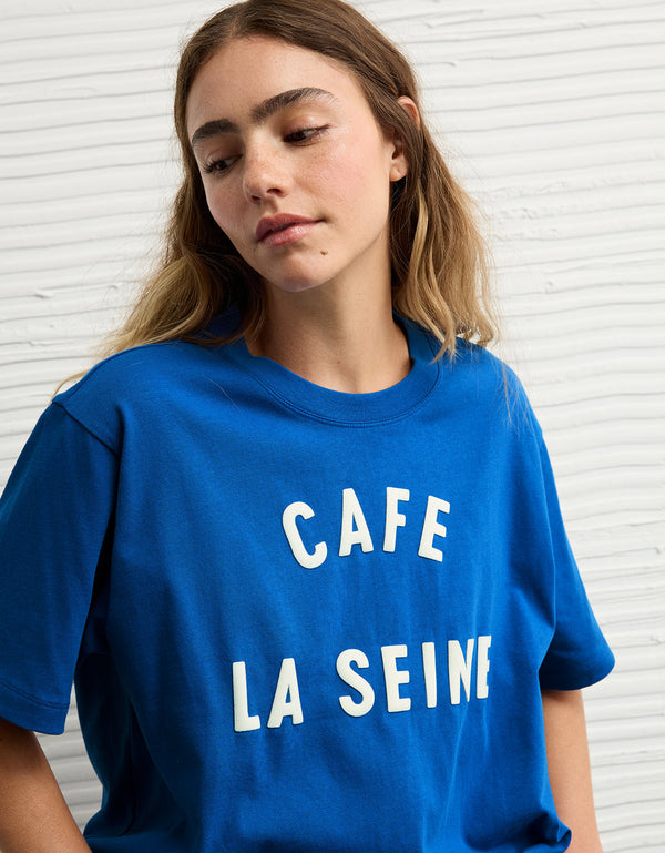 Polo sin Cuello Gráfica de Destino Ae Boxy - Azul