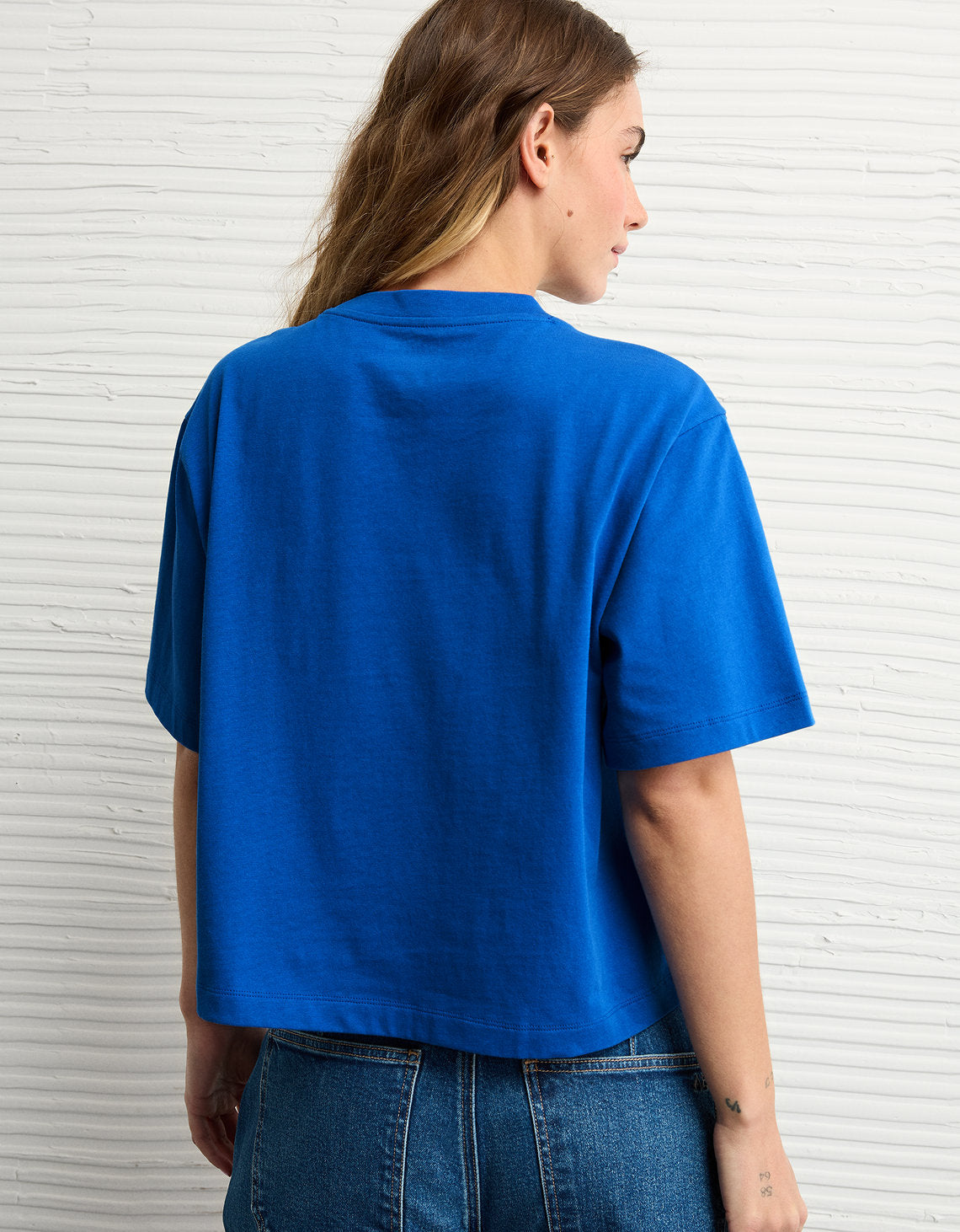 Polo sin Cuello Gráfica de Destino Ae Boxy - Azul 1305_1191_425_ob
