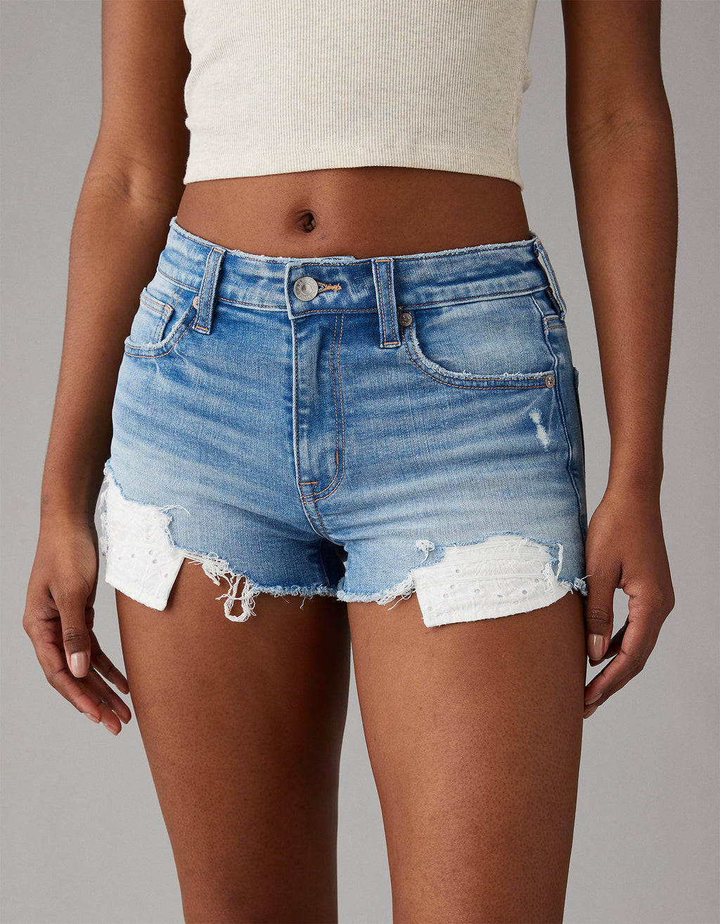 Short  Denim de Tiro Alto con rotos Mujer AE - Azul 1333_7744_947_d2