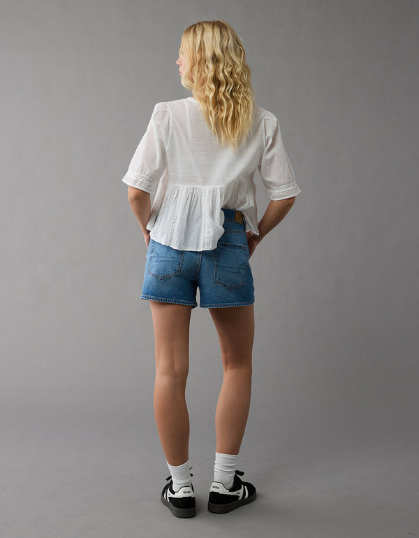 Short Strigid en Denim con Tiro Alto para Mujer - Azul