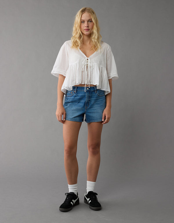 Short Strigid en Denim con Tiro Alto para Mujer - Azul