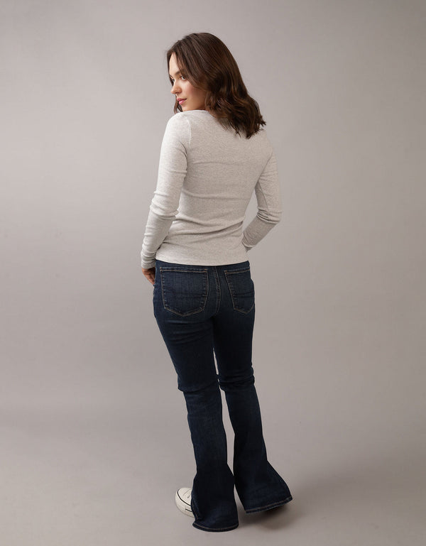 Jean Flare de Tiro Alto Bota Campana Mujer AE - Generico