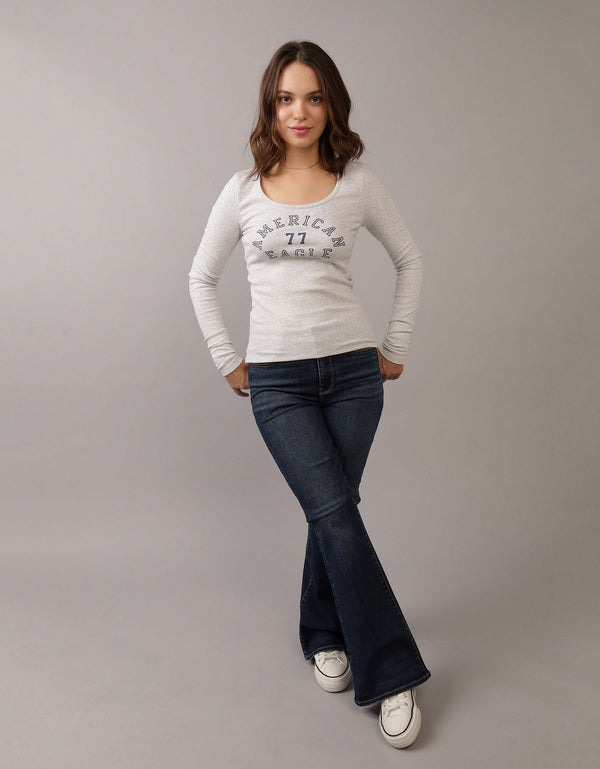 Jean Flare de Tiro Alto Bota Campana Mujer AE - Generico