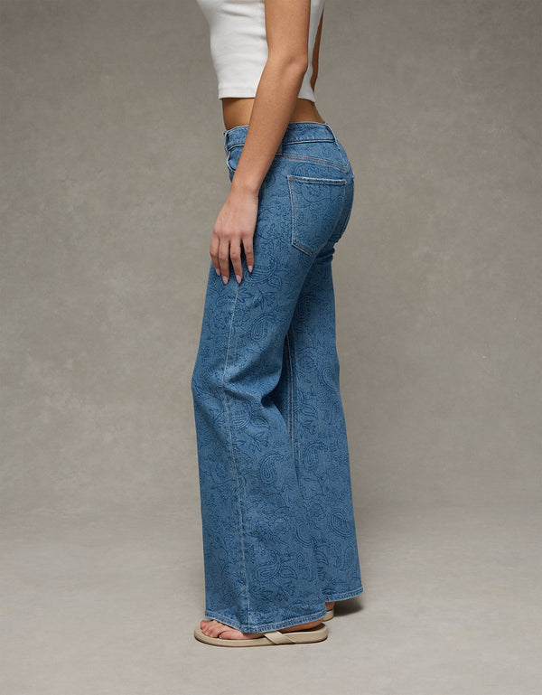 Jeans acampanados de tiro bajo con estampado floral de Ae. - Azul