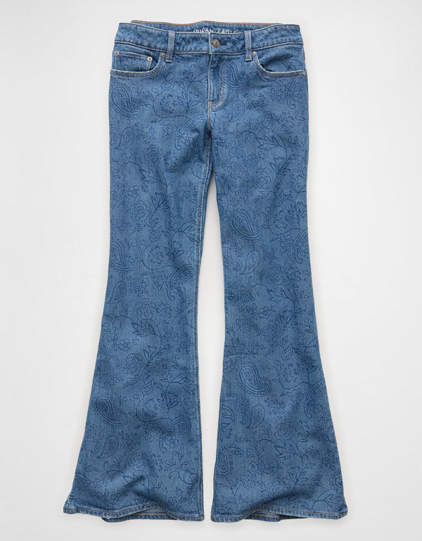 Jeans acampanados de tiro bajo con estampado floral de Ae. - Azul