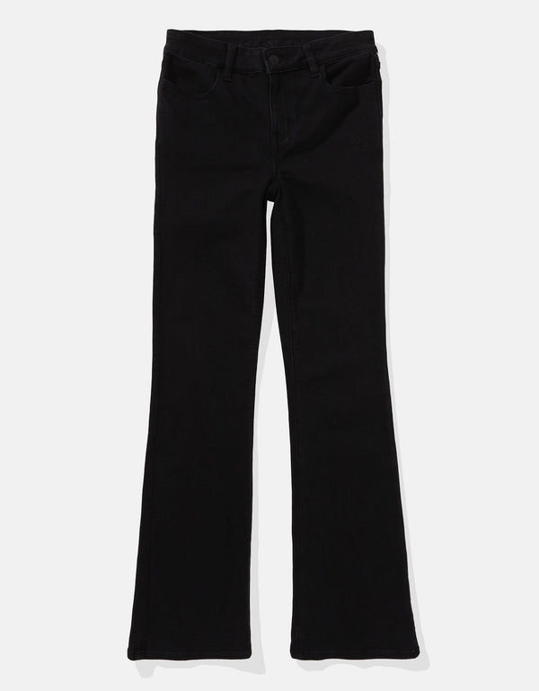 Jean kick bootcut de tiro bajo de mujer AE - Negro