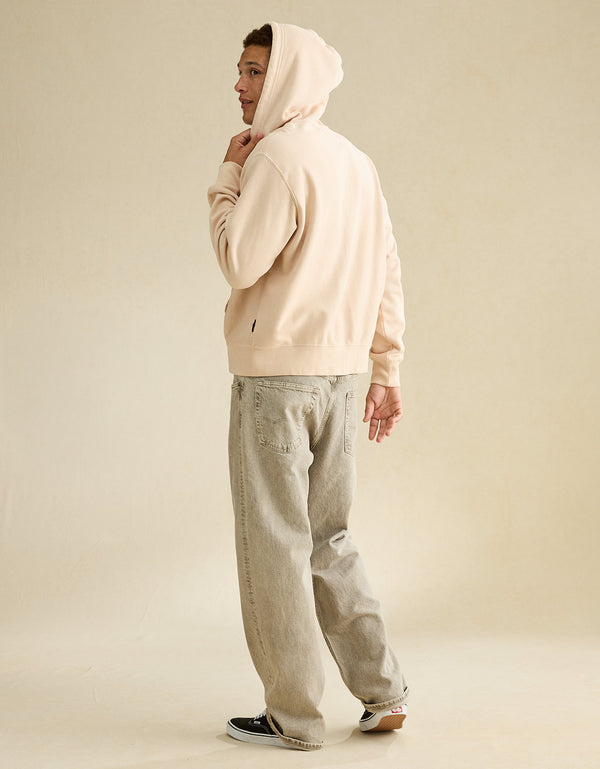 Sudadera con capucha de lujo relajado con cremallera completa - Rosa