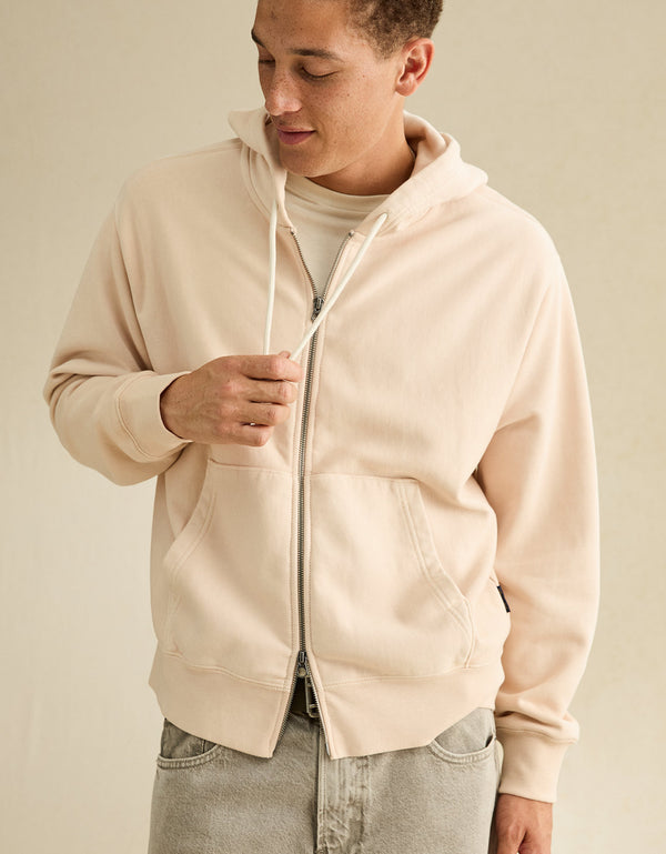 Sudadera con capucha de lujo relajado con cremallera completa - Rosa