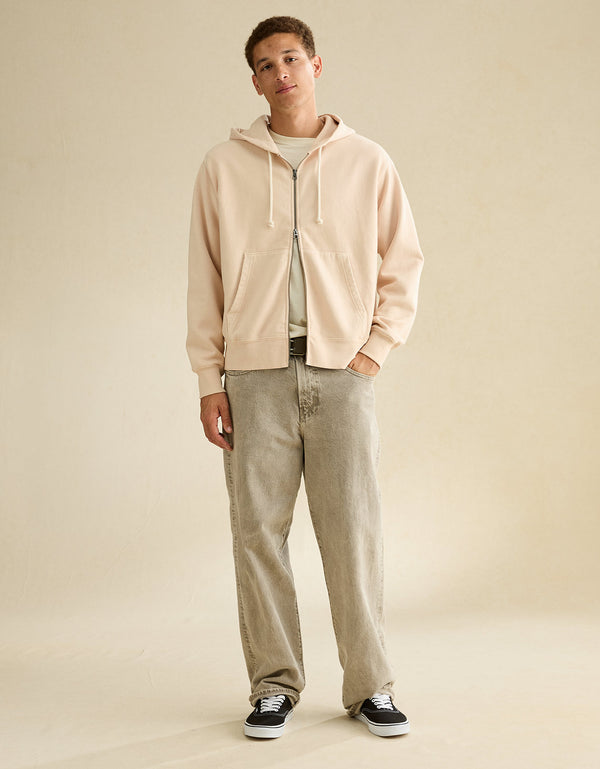 Sudadera con capucha de lujo relajado con cremallera completa - Rosa