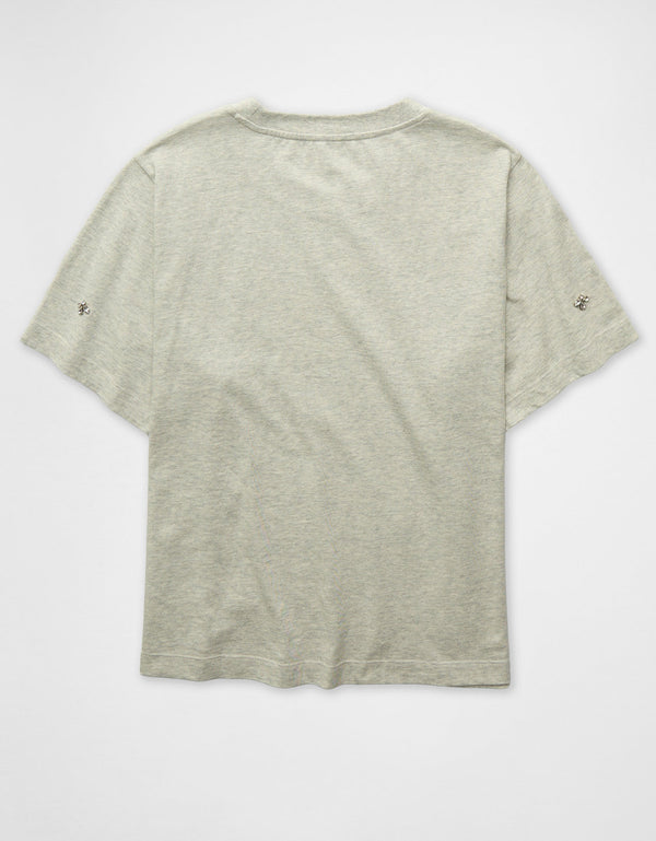 Camiseta de Cuello Redondo Adornada Ae - Gris