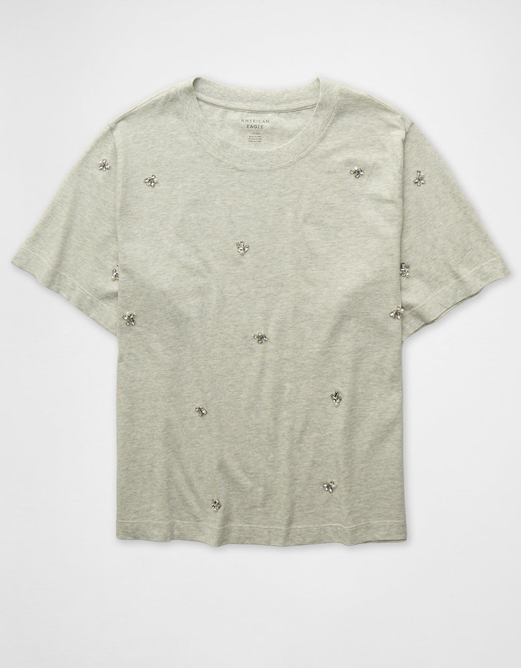 Camiseta de Cuello Redondo Adornada Ae - Gris 1533_1521_006_f