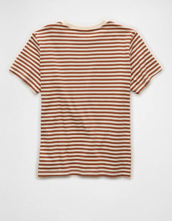 Camiseta con patrón de rayas Ae - Café