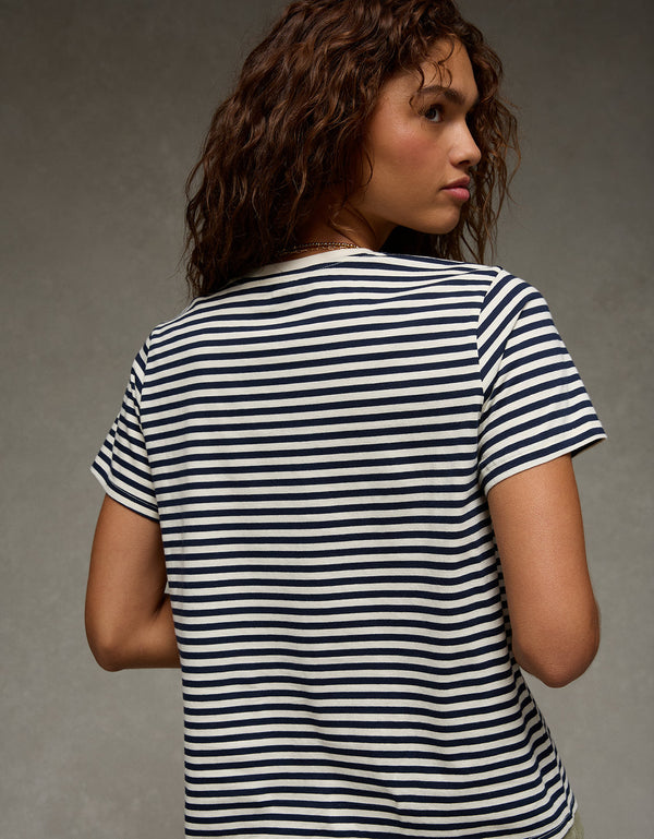Camiseta con patrón de rayas Ae - Azul