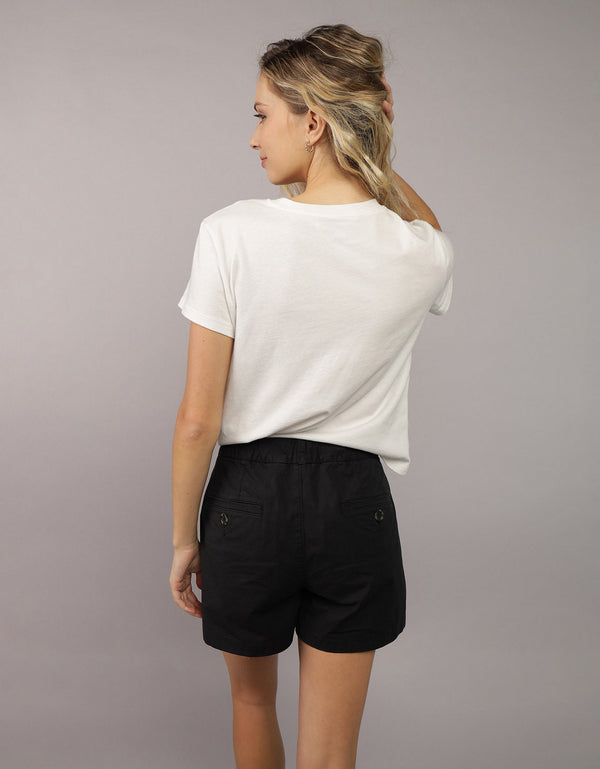 Polo sin Cuello Manga Corta cuello redondo Mujer AE - Blanco