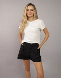 Polo sin Cuello Manga Corta cuello redondo Mujer AE - Blanco 1537_9475_100_of
