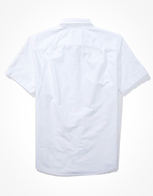 Camisa Oxford de Manga Corta con Botones - Blanco