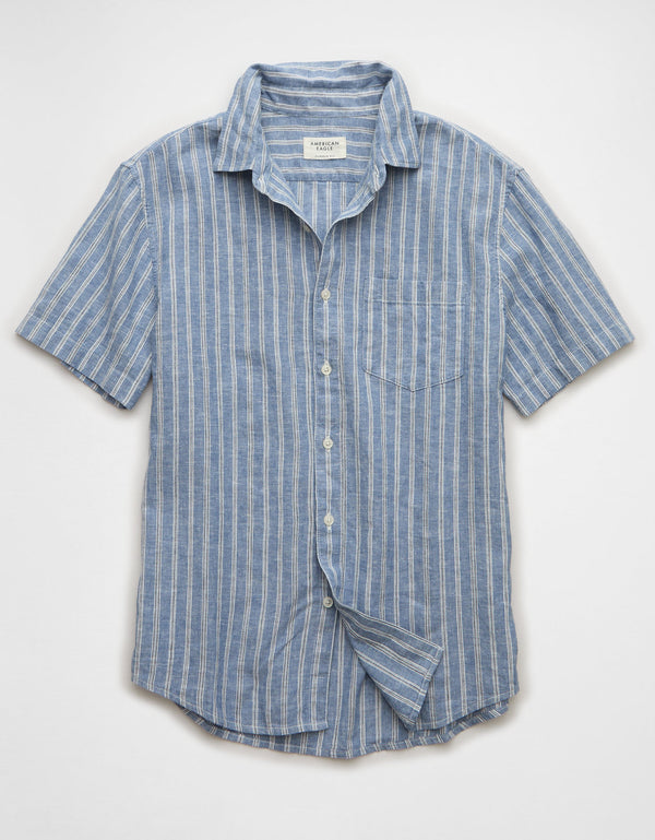Camisa de manga corta con botones estándar Ae - Azul