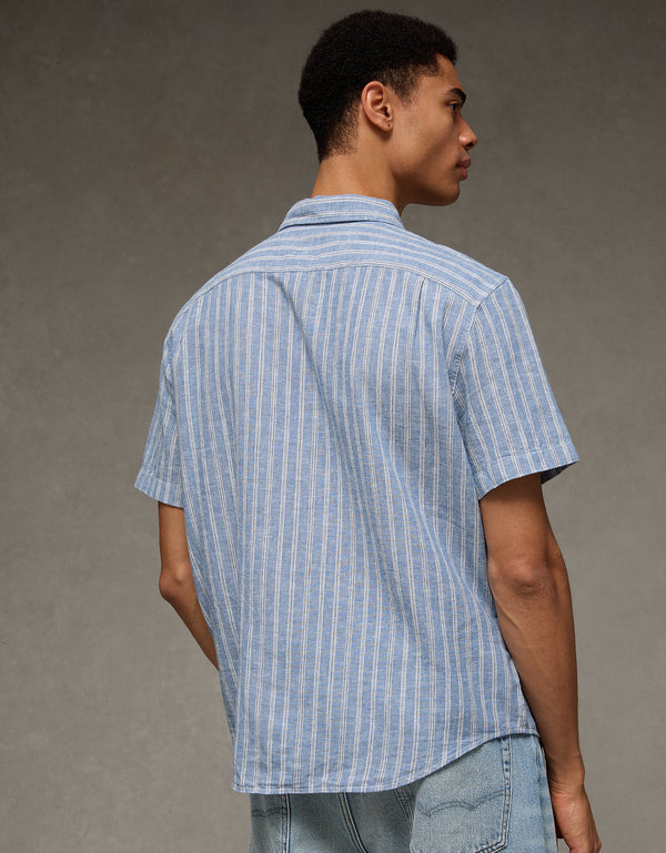 Camisa de manga corta con botones estándar Ae - Azul
