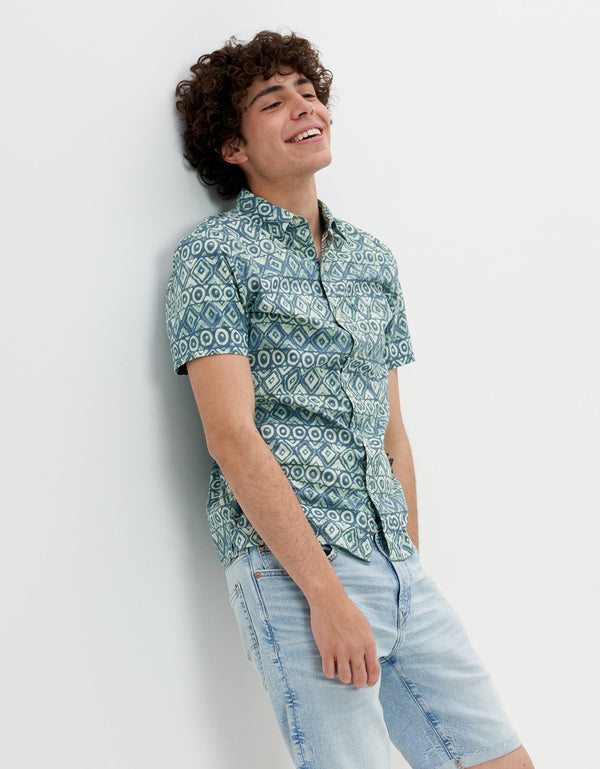 Camisa AE en chambray, manga corta - Generico
