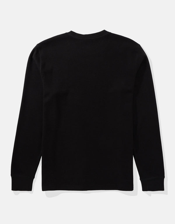 Polo sin Cuello Manga Larga cuello redondo Hombre AE - Negro
