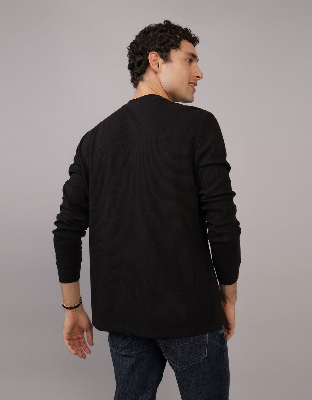 Polo sin Cuello Manga Larga cuello redondo Hombre AE - Negro 2171_3796_001_ob