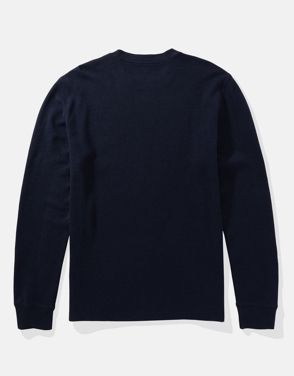 Polo sin Cuello Manga Larga cuello redondo Hombre AE - Azul
