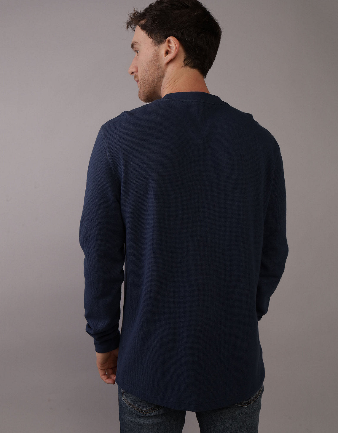 Polo sin Cuello Manga Larga cuello redondo Hombre AE - Azul 2171_3796_448_ob