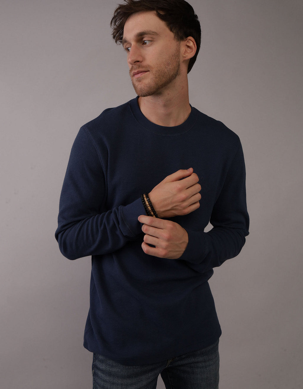 Polo sin Cuello Manga Larga cuello redondo Hombre AE - Azul 2171_3796_448_of