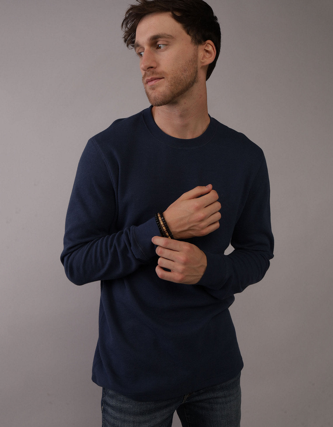 Polo sin Cuello Manga Larga cuello redondo Hombre AE - Azul 2171_3796_448_of