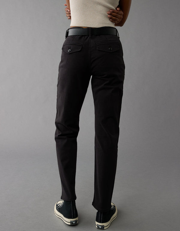 Pantalón Straight de Tiro Alto para Mujer - Negro